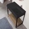 Console Sink Vanity With Matte Black Ceramic Sink and Natural Brown Oak Shelf, 35